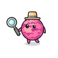 ice cream scoop detective character is analyzing a case vector