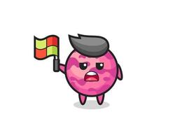 ice cream scoop character as line judge putting the flag up vector