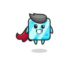 el lindo personaje del cubo de hielo como un superhéroe volador vector
