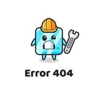 error 404 con la linda mascota del cubo de hielo vector