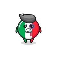 Personaje de bandera de Italia herido con una cara magullada vector