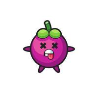 character of the cute mangosteen with dead pose vector