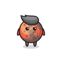 cute mars character with suspicious expression vector