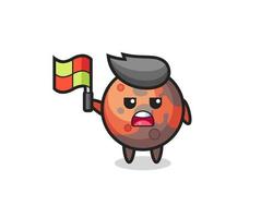 mars character as line judge putting the flag up vector