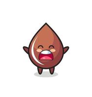 cute chocolate drop mascot with a yawn expression vector