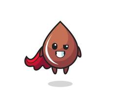 the cute chocolate drop character as a flying superhero vector