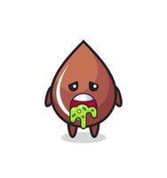 the cute chocolate drop character with puke vector