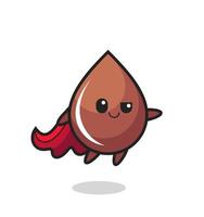 cute chocolate drop superhero character is flying vector