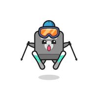 floppy disk mascot character as a ski player vector