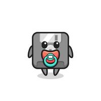 baby floppy disk cartoon character with pacifier vector