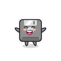 happy baby floppy disk cartoon character vector