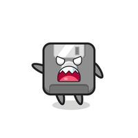 cute floppy disk cartoon in a very angry pose vector