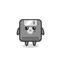 cute floppy disk character with suspicious expression vector