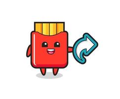 cute french fries hold social media share symbol vector