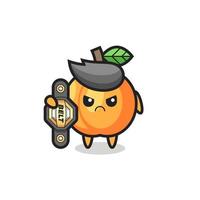 apricot mascot character as a MMA fighter with the champion belt vector