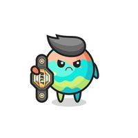 bath bombs mascot character as a MMA fighter with the champion belt vector