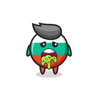 the cute bulgaria flag badge character with puke vector