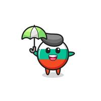 cute bulgaria flag badge illustration holding an umbrella vector