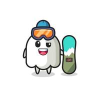 Ilustración de personaje fantasma con estilo de snowboard. vector