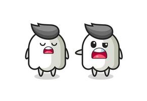 illustration of the argue between two cute ghost characters vector