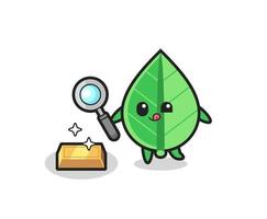 leaf character is checking the authenticity of the gold bullion vector