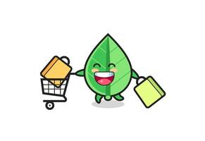 black Friday illustration with cute leaf mascot vector