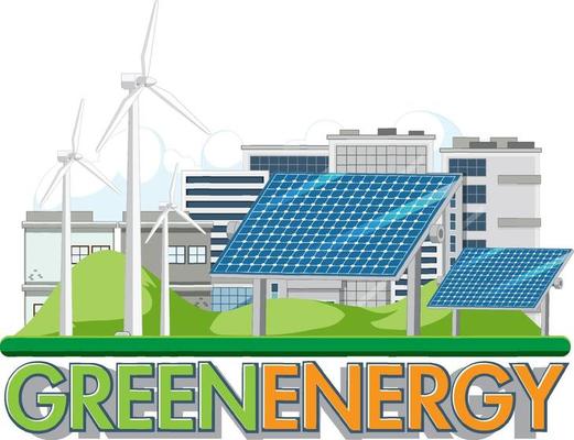 Green energy generated by wind turbine and solar panel