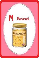 Alphabet flashcard with letter M for Macaroni vector