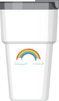 A white thermo flask with rainbow pattern vector