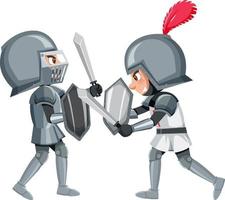 Two knight are fighting on white background vector