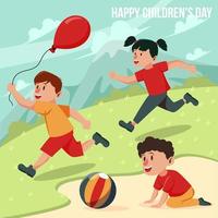 Happy Children Playing Together vector