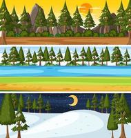 Set of different nature horizontal scenes vector