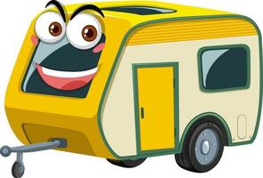 Camper trailers cartoon character with face expression vector