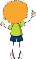 Back view of a boy cartoon character isolated vector
