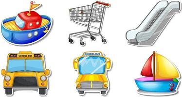 Random stickers with transportable vehicle objects vector