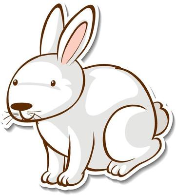 Sticker design with cute rabbit isolated