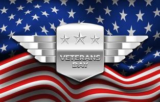 Realistic Veterans Day Wings and Shield Background vector