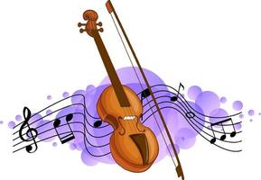 Violin classical music instrument with on purple splotch vector