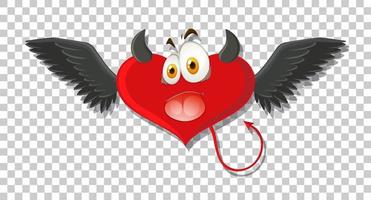 diablo en forma de corazón con expresión facial vector