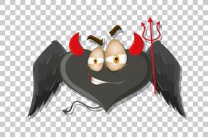 diablo en forma de corazón con expresión facial vector