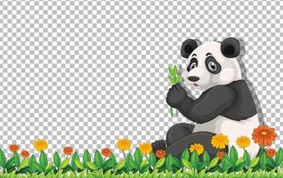 oso panda sentado en la hierba verde vector