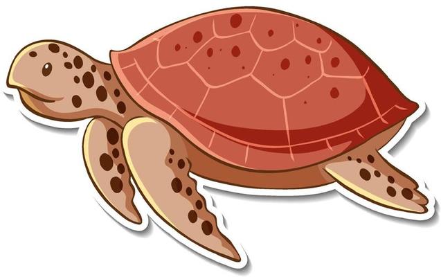 Sticker design with sea turtle isolated