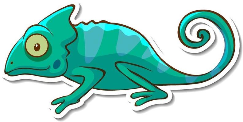 Sticker design with Chameleon Lizard isolated