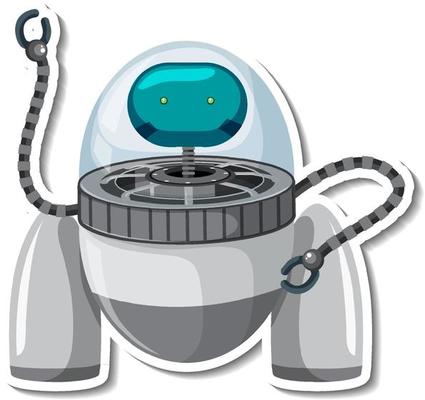 Sticker template with an alien monster in UFO robot isolated