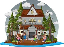 Haunted house with grey sky vector