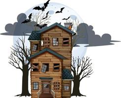 casa abandonada de halloween sobre fondo blanco vector