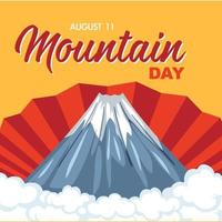 día de la montaña en japón el 11 de agosto banner con el monte fuji vector