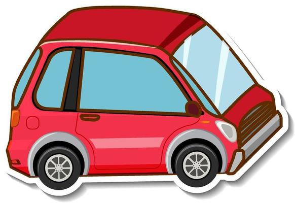 A sticker template with mini car in cartoon style isolated