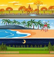 Set of different nature horizontal scenes vector