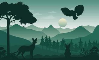 Silhouette forest landscape background vector